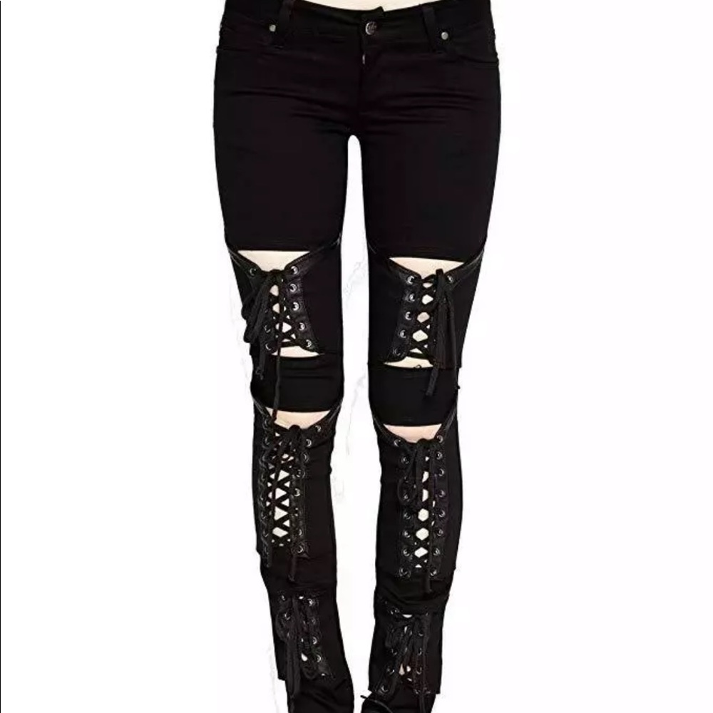 NWT TRIPP PROTECTOR LACE UP BLACK PANTS JEANS